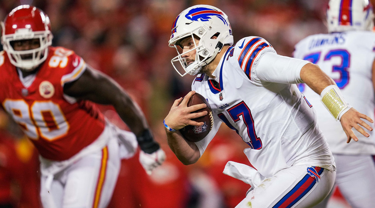 Josh Allen running against the Chiefs in the 2021 AFC Championship Game